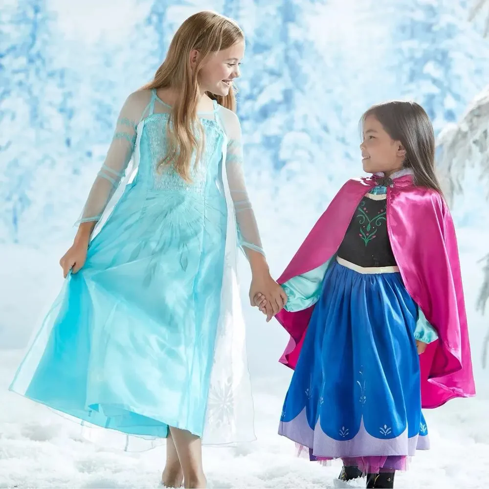 Disney Store Frozen Princess Elsa Costume Dress Girls Size 9/10 Gown Halloween
